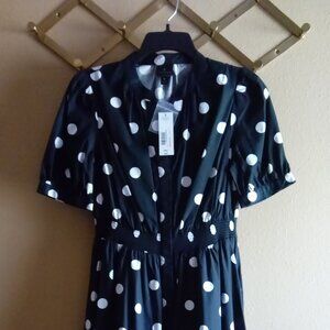 Worthington Black Dress with large white dots (NEW)
